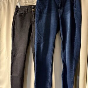 Curve Appeal Black and Blue Denim Raw Edge Skinny Jeans